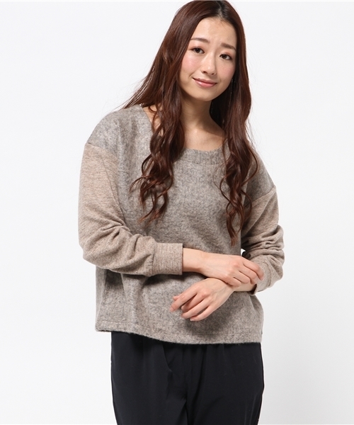 DISCOAT（ディスコート）の「【Discoat】ブークレシャギーちょび杢切替プルオーバー（Tシャツ/カットソー・レディース・アイボリー/ネイビー/その他19・ﾌﾘ-）」の2枚目の写真