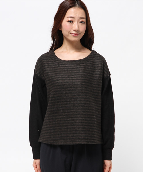 DISCOAT（ディスコート）の「【Discoat】ブークレシャギーちょび杢切替プルオーバー（Tシャツ/カットソー・レディース・アイボリー/ネイビー/その他19・ﾌﾘ-）」の4枚目の写真