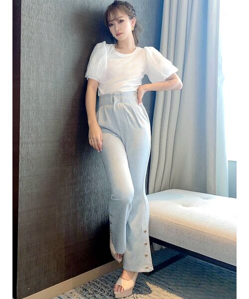 RESEXXY（リゼクシー）の「バルーンスリーブリブトップス（Tシャツ/カットソー・レディース・グリーン/ホワイト/ブラック/ピンク・FREE）」の19枚目の写真