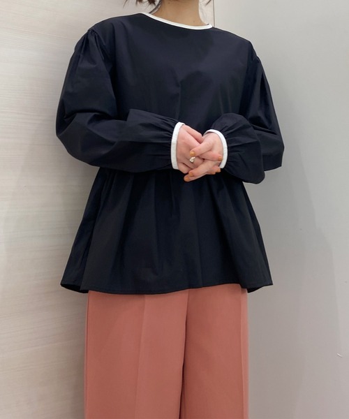 solleim(ソルレム)の「パイピングボリュームスリーブブラウス(シャツ/ブラウス・レディース・ブラック/オフホワイト・M)」の8枚目の写真