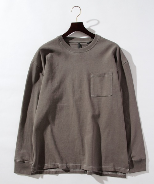 THISIS(ディスイズ)の「ビッグシルエット ステッチング ロングTシャツ レディース(Tシャツ/カットソー・レディース・ブラック/サンドベージュ/サックスブルー/チャコール/ホワイト/グリーン・X-LARGE/MEDIUM/LARGE)」の4枚目の写真