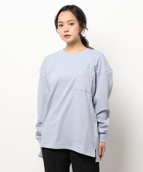 THISIS(ディスイズ)の「ビッグシルエット ステッチング ロングTシャツ レディース(Tシャツ/カットソー・レディース・ブラック/サンドベージュ/サックスブルー/チャコール/ホワイト/グリーン・X-LARGE/MEDIUM/LARGE)」の12枚目の写真