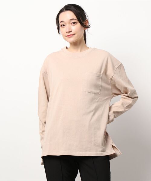 THISIS(ディスイズ)の「ビッグシルエット ステッチング ロングTシャツ レディース(Tシャツ/カットソー・レディース・ブラック/サンドベージュ/サックスブルー/チャコール/ホワイト/グリーン・X-LARGE/MEDIUM/LARGE)」の13枚目の写真