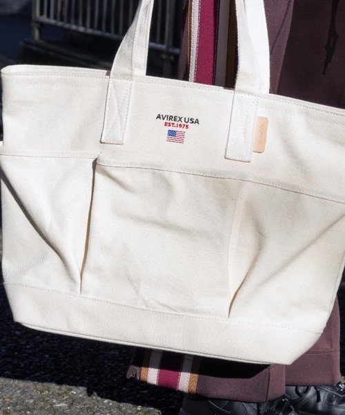 AVIREX(アヴィレックス)の「BERSA Ⅲ/ バーサ3/ トートバッグ(トートバッグ・レディース・オフホワイト/ネイビー/ブラック・FREE)」の5枚目の写真