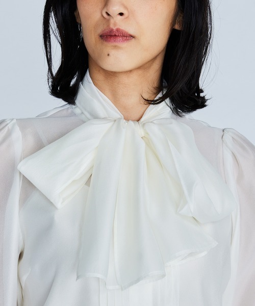 DOUBLE STANDARD CLOTHING(ダブルスタンダードクロージング)の「シアーボウタイブラウス(シャツ/ブラウス・レディース・オフホワイト/ブラック・38/36)」の4枚目の写真