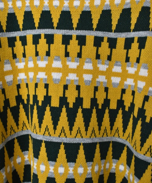 Starting Over（スターティングオーバー）の「幾何学ジャガードビッグベスト（ベスト・メンズ・グリーン/チャコール/ベージュ・L/M/XL）」の6枚目の写真