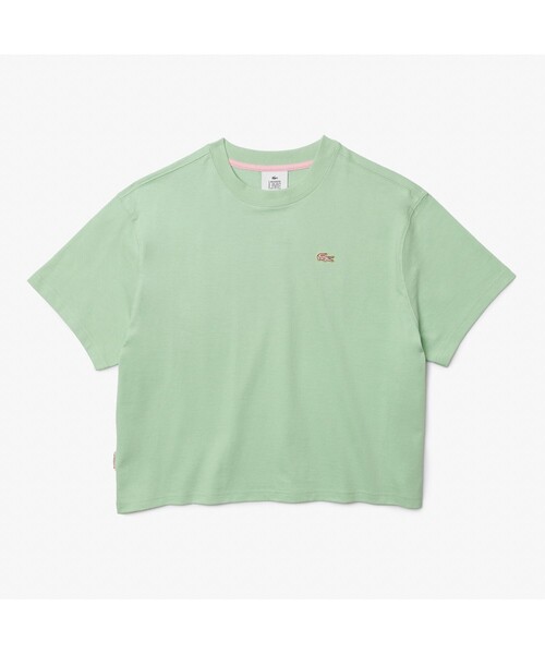 LACOSTE L!VE(ラコステライブ)の「ラコステライブ ワイド&ショートボクシーTシャツ(Tシャツ/カットソー・レディース・ライトグリーン/シルバーグレー・38/36/34)」の2枚目の写真