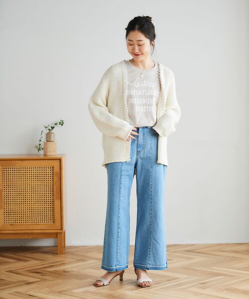 le.coeur blanc（ルクールブラン）の「パールツキカーディガン（カーディガン/ボレロ・レディース・オフホワイト/ネイビー・38）」の9枚目の写真