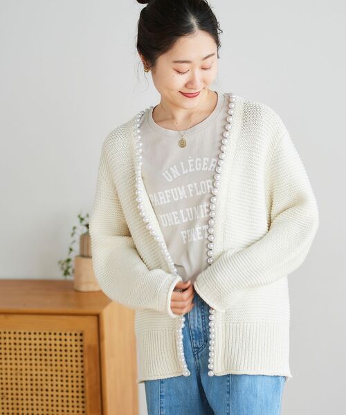le.coeur blanc（ルクールブラン）の「パールツキカーディガン（カーディガン/ボレロ・レディース・オフホワイト/ネイビー・38）」の18枚目の写真