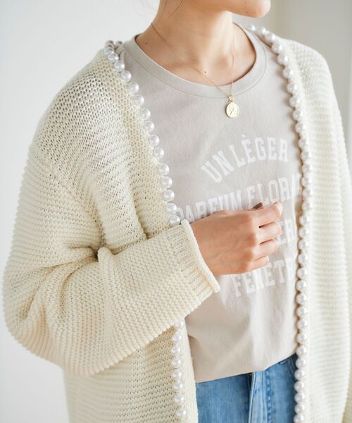 le.coeur blanc（ルクールブラン）の「パールツキカーディガン（カーディガン/ボレロ・レディース・オフホワイト/ネイビー・38）」の15枚目の写真
