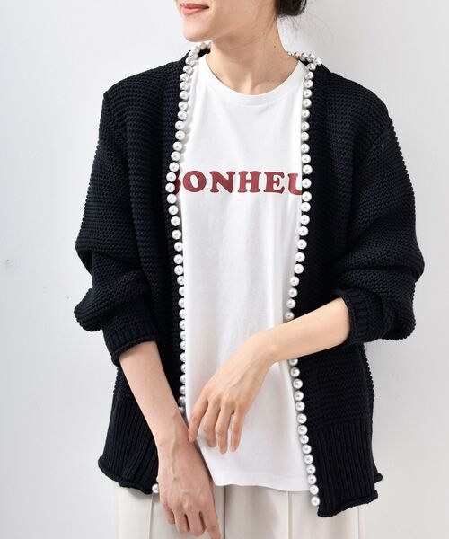 le.coeur blanc（ルクールブラン）の「パールツキカーディガン（カーディガン/ボレロ・レディース・オフホワイト/ネイビー・38）」の12枚目の写真