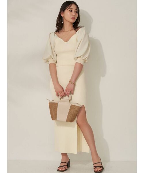 RESEXXY(リゼクシー)の「ディープスリットリブニットスカート【セットアップ着用可能】(スカート・レディース・ブラック/ブルー/ベージュ/アイボリー・FREE)」の15枚目の写真