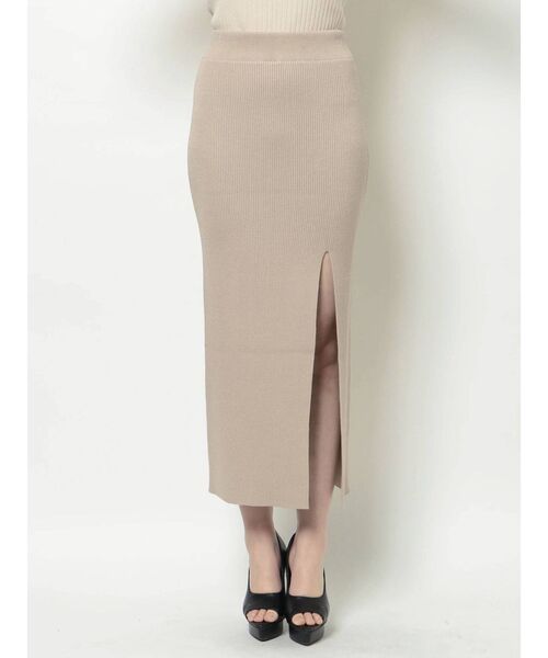 RESEXXY(リゼクシー)の「ディープスリットリブニットスカート【セットアップ着用可能】(スカート・レディース・ブラック/ブルー/ベージュ/アイボリー・FREE)」の16枚目の写真