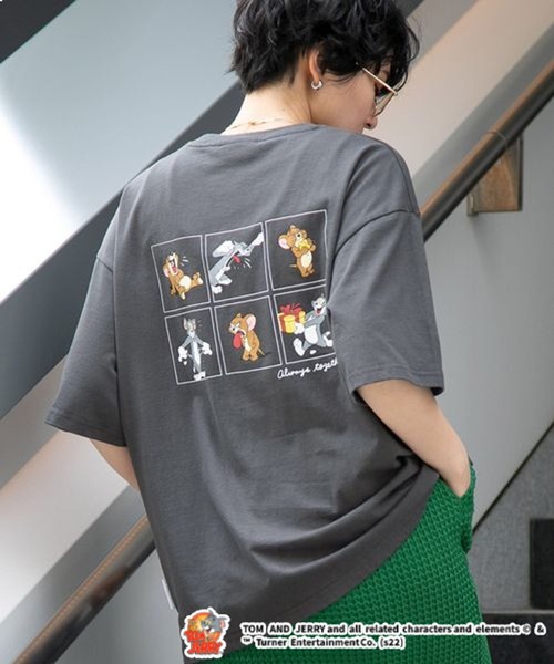 RAGEBLUE(レイジブルー)の「トムとジェリー/バックプリントTシャツ(Tシャツ/カットソー・レディース・ホワイト/スミクロ/ブルー・FREE)」の2枚目の写真