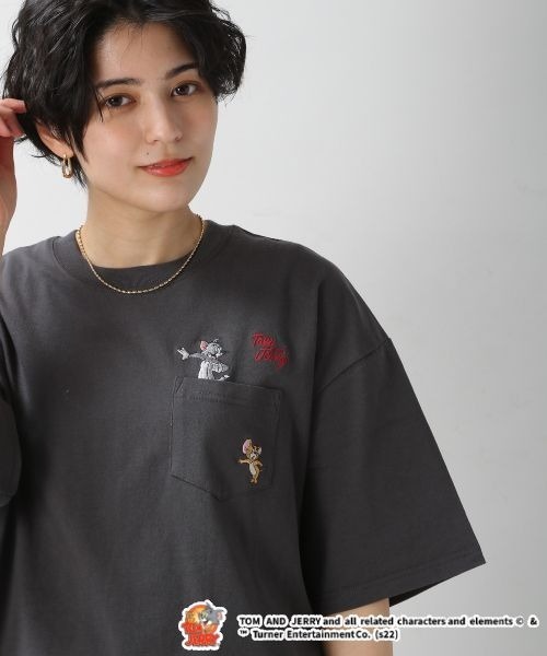 RAGEBLUE(レイジブルー)の「トムとジェリー/バックプリントTシャツ(Tシャツ/カットソー・レディース・ホワイト/スミクロ/ブルー・FREE)」の7枚目の写真
