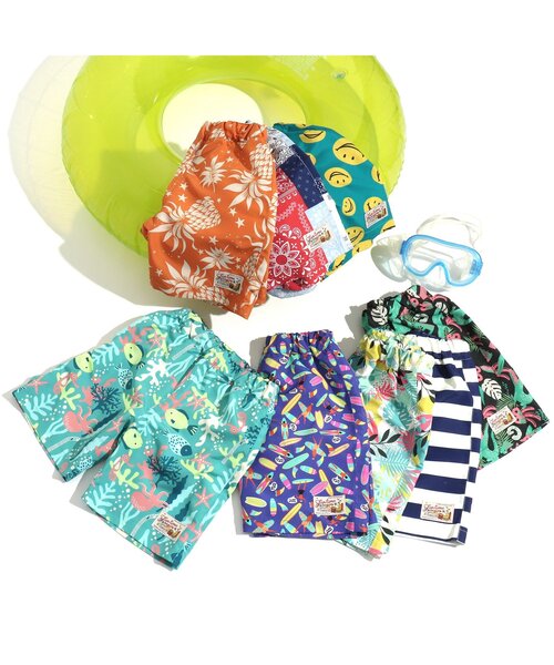 BREEZE（ブリーズ）の「/ワクワクビーチショーツ（水着・キッズ・パープル/ネイビー/オフホワイト/ターコイズブルー/オレンジ/グリーン/レインボー/チャコール・90/100/110/120/130/80/140）」の9枚目の写真