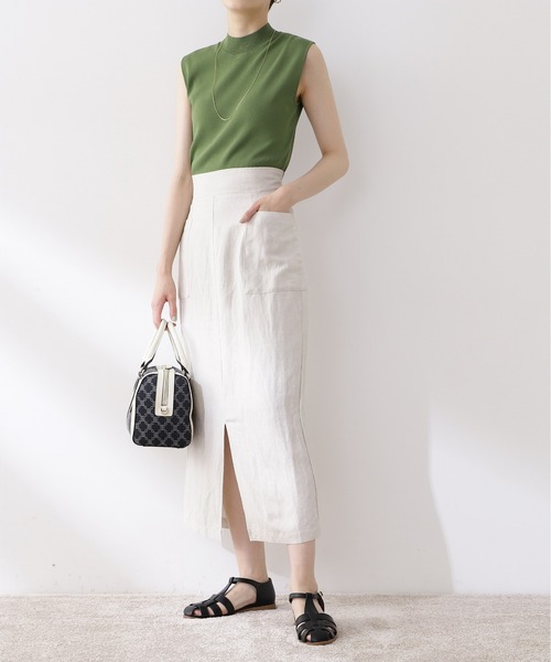 N.(N. Natural Beauty Basic)(エヌエヌナチュラルビューティーベーシック)の「麻混タイトスカート(スカート・レディース・ホワイト/パープル/グレー/レッド・SMALL/MEDIUM)」の2枚目の写真