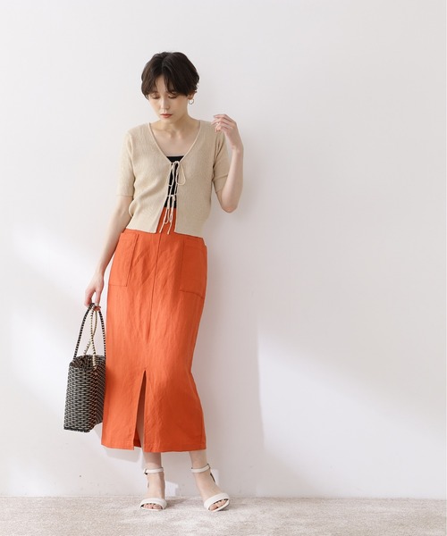 N.(N. Natural Beauty Basic)(エヌエヌナチュラルビューティーベーシック)の「麻混タイトスカート(スカート・レディース・ホワイト/パープル/グレー/レッド・SMALL/MEDIUM)」の13枚目の写真