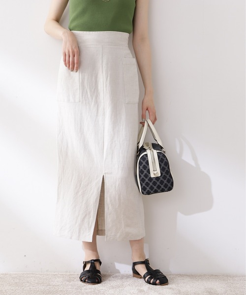 N.(N. Natural Beauty Basic)(エヌエヌナチュラルビューティーベーシック)の「麻混タイトスカート(スカート・レディース・ホワイト/パープル/グレー/レッド・SMALL/MEDIUM)」の5枚目の写真