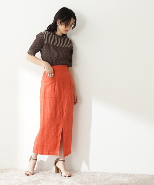 N.(N. Natural Beauty Basic)(エヌエヌナチュラルビューティーベーシック)の「麻混タイトスカート(スカート・レディース・ホワイト/パープル/グレー/レッド・SMALL/MEDIUM)」の7枚目の写真