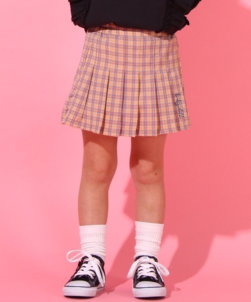 BABYDOLL（ベビードール）の「プリーツチェック スカート 6588K（デニムスカート・キッズ・ベビーピンク/イエロー・120cm/100cm/140cm/130cm/90cm/150cm/110cm/80ｃｍ）」の2枚目の写真