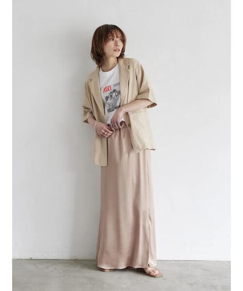 rem closet（レムクローゼット）の「ワッシャーサテンロングスカート