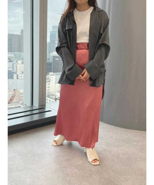 rem closet（レムクローゼット）の「ワッシャーサテンロングスカート