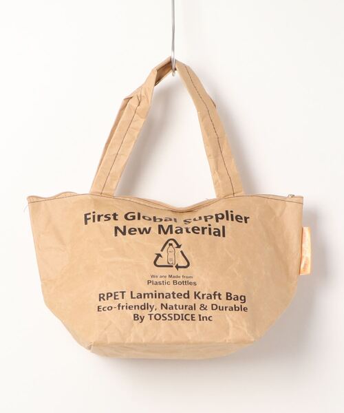 TOSSDICE / BamBooks the Heritage（トスダイス／バンブックスザヘリテイジ）の「【 TOSSDICE / トスダイス 】 RECYCLED PET BOTTLE PAPER "Mini Tote" / リサイクル ペットボトル ペーパー ミニトート（トートバッグ・レディース・ベージュ・FREE）」の4枚目の写真