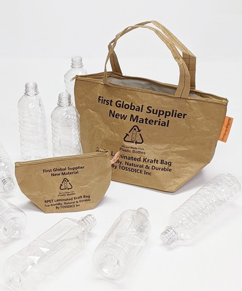 TOSSDICE / BamBooks the Heritage（トスダイス／バンブックスザヘリテイジ）の「【 TOSSDICE / トスダイス 】 RECYCLED PET BOTTLE PAPER "Mini Tote" / リサイクル ペットボトル ペーパー ミニトート（トートバッグ・レディース・ベージュ・FREE）」の6枚目の写真