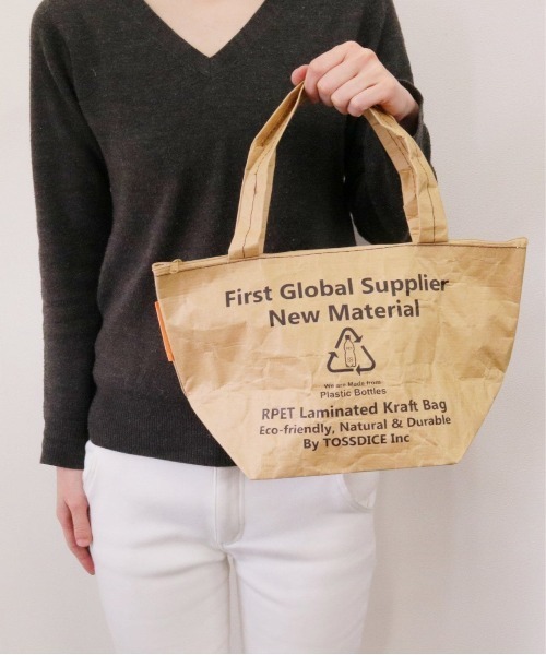 TOSSDICE / BamBooks the Heritage（トスダイス／バンブックスザヘリテイジ）の「【 TOSSDICE / トスダイス 】 RECYCLED PET BOTTLE PAPER "Mini Tote" / リサイクル ペットボトル ペーパー ミニトート（トートバッグ・レディース・ベージュ・FREE）」の10枚目の写真