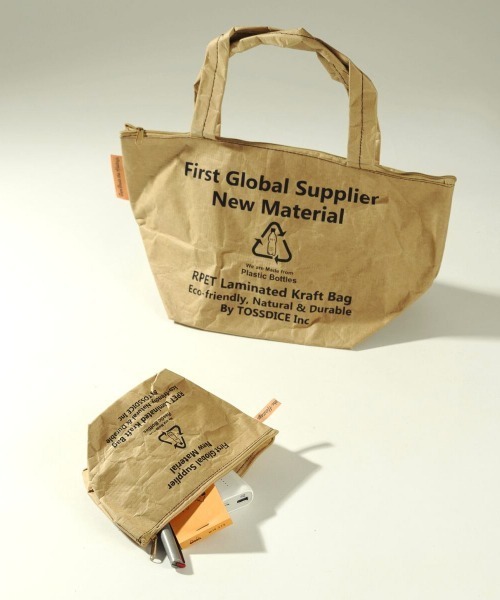 TOSSDICE / BamBooks the Heritage（トスダイス／バンブックスザヘリテイジ）の「【 TOSSDICE / トスダイス 】 RECYCLED PET BOTTLE PAPER "Mini Tote" / リサイクル ペットボトル ペーパー ミニトート（トートバッグ・レディース・ベージュ・FREE）」の7枚目の写真