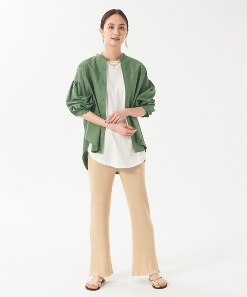 qualite(カリテ)の「ダンプバンドカラーシャツ(シャツ/ブラウス・レディース・グリーン/ネイビー・36/38)」の17枚目の写真