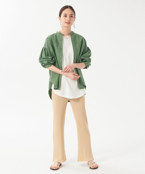 qualite(カリテ)の「ダンプバンドカラーシャツ(シャツ/ブラウス・レディース・グリーン/ネイビー・36/38)」の14枚目の写真