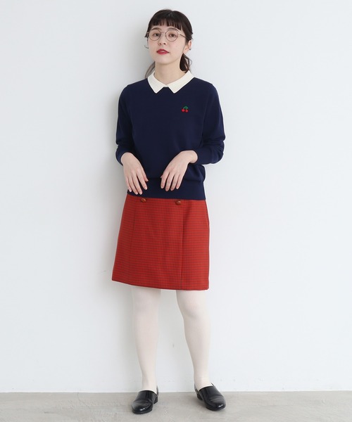 CHILD WOMAN（チャイルドウーマン）の「4/101 CRAFT14GG 刺繍衿付き長袖プルオーバー（ニット/セーター・レディース・ブラック/レッド/ネイビー・FREE）」の11枚目の写真