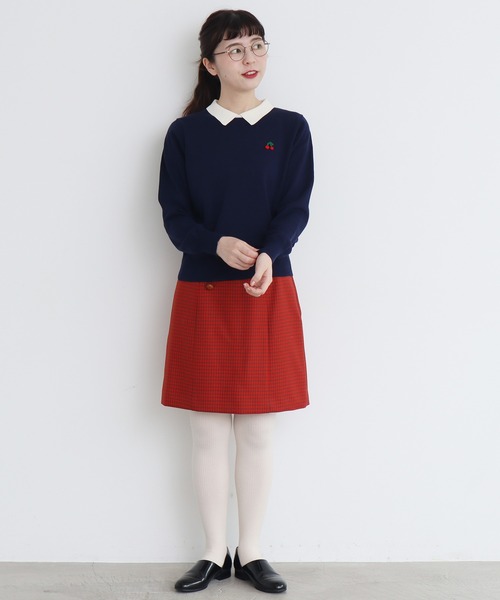 CHILD WOMAN（チャイルドウーマン）の「4/101 CRAFT14GG 刺繍衿付き長袖プルオーバー（ニット/セーター・レディース・ブラック/レッド/ネイビー・FREE）」の16枚目の写真