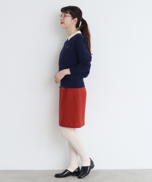 CHILD WOMAN（チャイルドウーマン）の「4/101 CRAFT14GG 刺繍衿付き長袖プルオーバー（ニット/セーター・レディース・ブラック/レッド/ネイビー・FREE）」の17枚目の写真