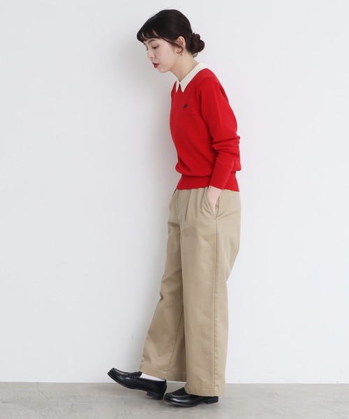 CHILD WOMAN（チャイルドウーマン）の「4/101 CRAFT14GG 刺繍衿付き長袖プルオーバー（ニット/セーター・レディース・ブラック/レッド/ネイビー・FREE）」の9枚目の写真