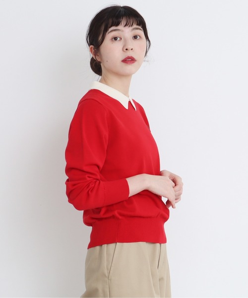 CHILD WOMAN（チャイルドウーマン）の「4/101 CRAFT14GG 刺繍衿付き長袖プルオーバー（ニット/セーター・レディース・ブラック/レッド/ネイビー・FREE）」の6枚目の写真