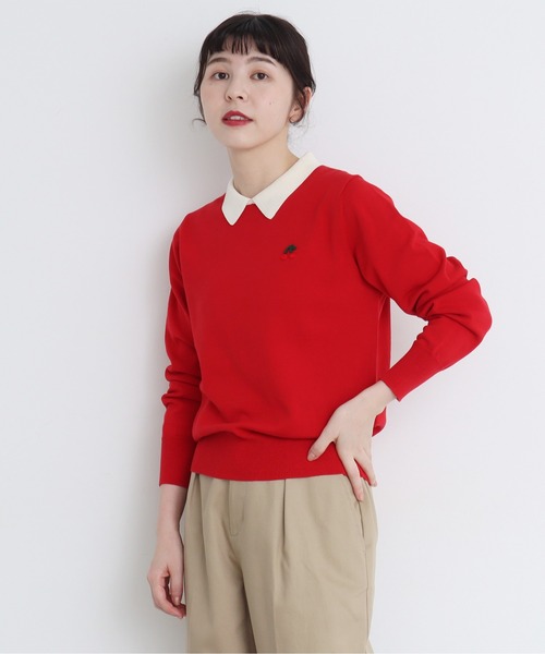 CHILD WOMAN（チャイルドウーマン）の「4/101 CRAFT14GG 刺繍衿付き長袖プルオーバー（ニット/セーター・レディース・ブラック/レッド/ネイビー・FREE）」の5枚目の写真