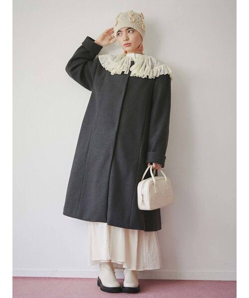 merry jenny（メリージェニー）の「おはなニットワッチ（ニットキャップ/ビーニー・レディース・ブラック/アイボリー・FREE）」の8枚目の写真