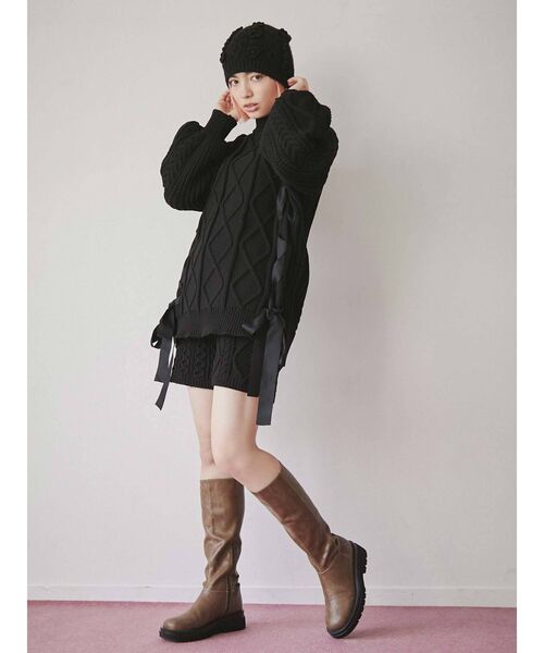 merry jenny（メリージェニー）の「おはなニットワッチ（ニットキャップ/ビーニー・レディース・ブラック/アイボリー・FREE）」の12枚目の写真