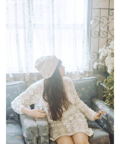 merry jenny（メリージェニー）の「おはなニットワッチ（ニットキャップ/ビーニー・レディース・ブラック/アイボリー・FREE）」の14枚目の写真