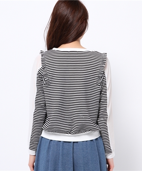 DISCOAT（ディスコート）の「【Discoat】リップル袖シフォンプルオーバー（Tシャツ/カットソー・レディース・その他19/グレー/ネイビー/オフホワイト・ﾌﾘ-）」の6枚目の写真