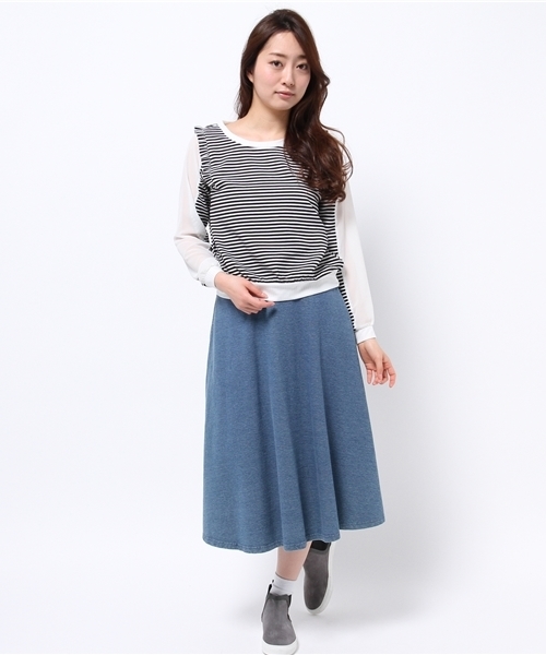 DISCOAT（ディスコート）の「【Discoat】リップル袖シフォンプルオーバー（Tシャツ/カットソー・レディース・その他19/グレー/ネイビー/オフホワイト・ﾌﾘ-）」の7枚目の写真