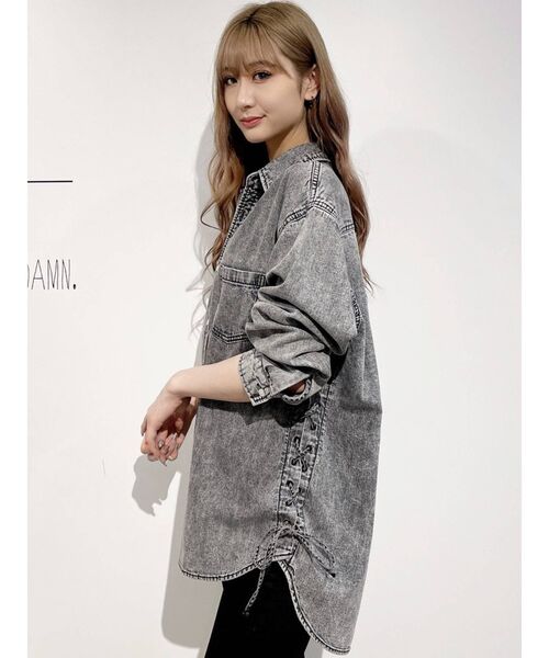 GYDA（ジェイダ）の「サイドレースアップ ケミカルデニムシャツ
