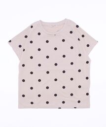 Samansa Mos2 | 【オーガニックコットン】ドット柄プリントＴシャツ(Tシャツ/カットソー)