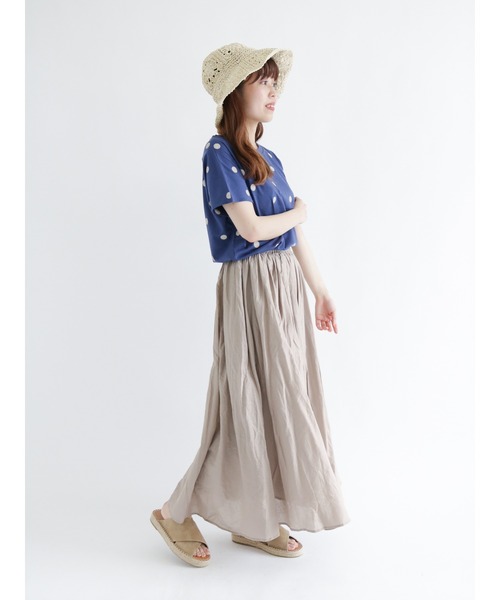 Samansa Mos2（サマンサ モスモス）の「【オーガニックコットン】ドット柄プリントＴシャツ（Tシャツ/カットソー・レディース・ベージュ/ブルー/チャコール/キナリ・ﾌﾘ-）」の11枚目の写真