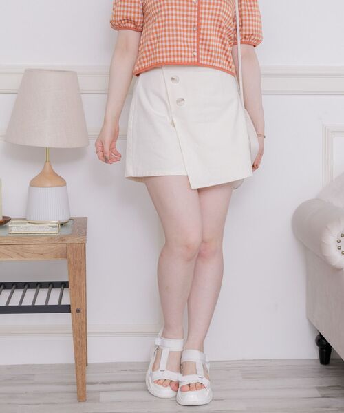 ems excite(エムズエキサイト)の「ラップミニSK(スカート・レディース・ブラック/ナチュラル/ケミカルウォッシュ・FREE)」の1枚目の写真