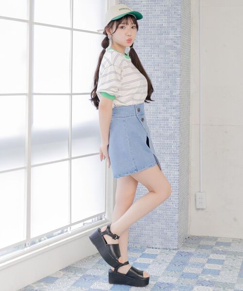 ems excite(エムズエキサイト)の「ラップミニSK(スカート・レディース・ブラック/ナチュラル/ケミカルウォッシュ・FREE)」の9枚目の写真