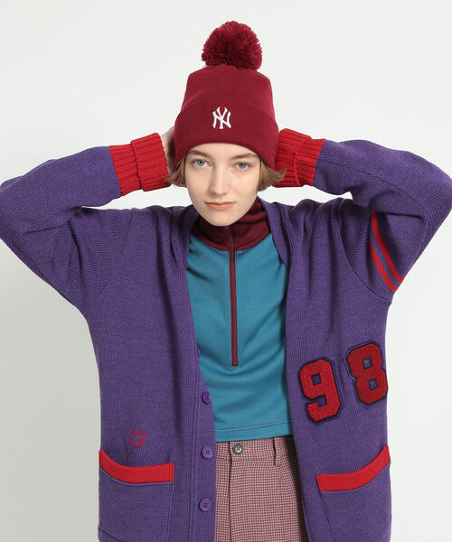 BEAMS BOY（ビームスボーイ）の「NEW ERA × BEAMS BOY / 別注 ポン ニット ワッチキャップ（ニットキャップ/ビーニー・レディース・バーガンディー/ネイビー/アイボリー・FREE）」の4枚目の写真